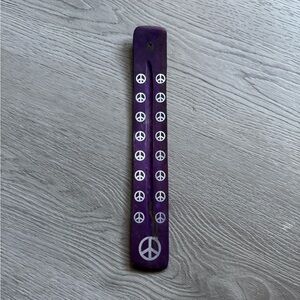 Purple Incense Holder with Peace Symbols